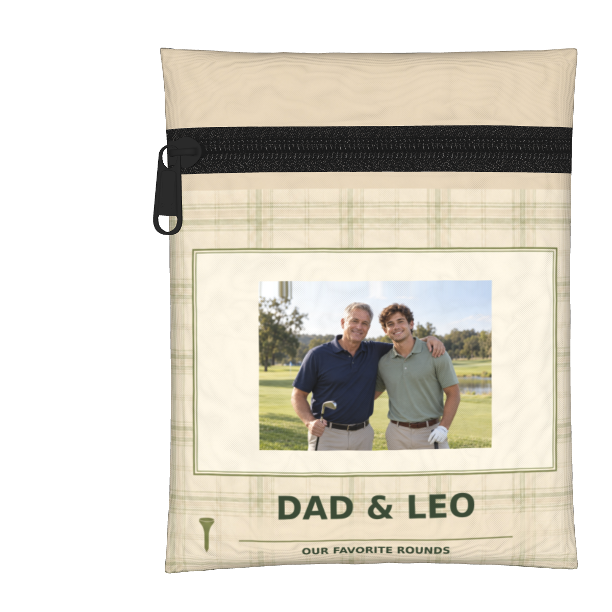 Dad & Me Keepsake Personalized Golf Pouch — White, personalized example
