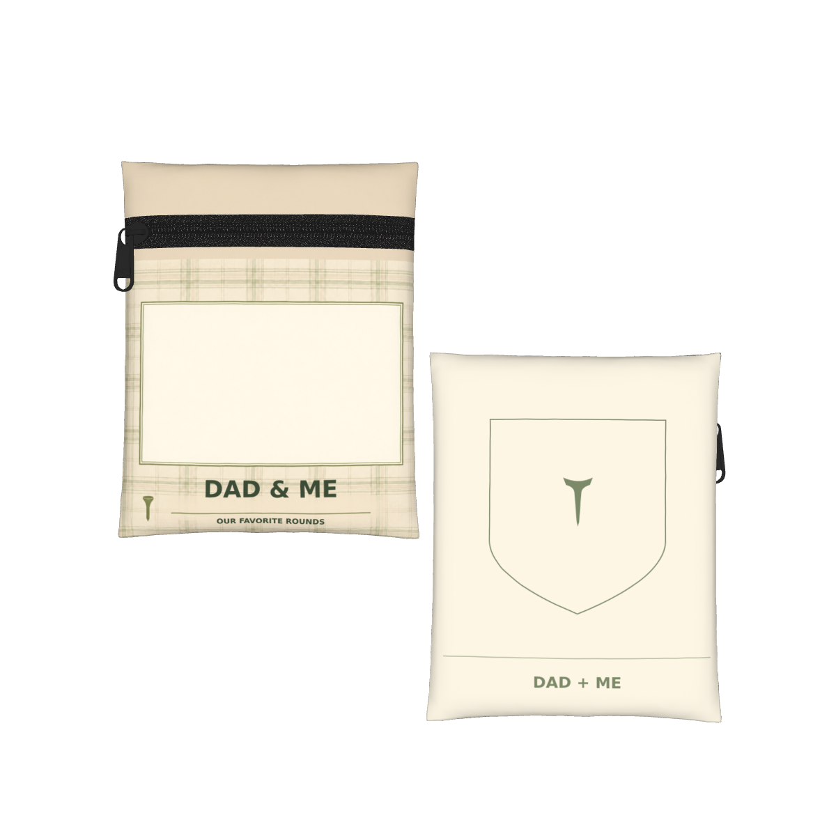 Dad & Me Keepsake Personalized Golf Pouch — White, before personalization — front and back
