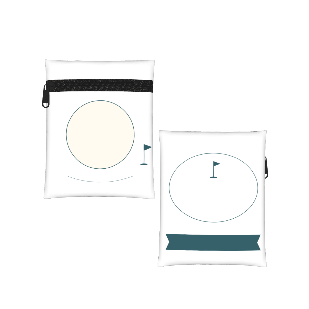 Portrait on the Green Personalized Golf Pouch — White, before personalization — front and back