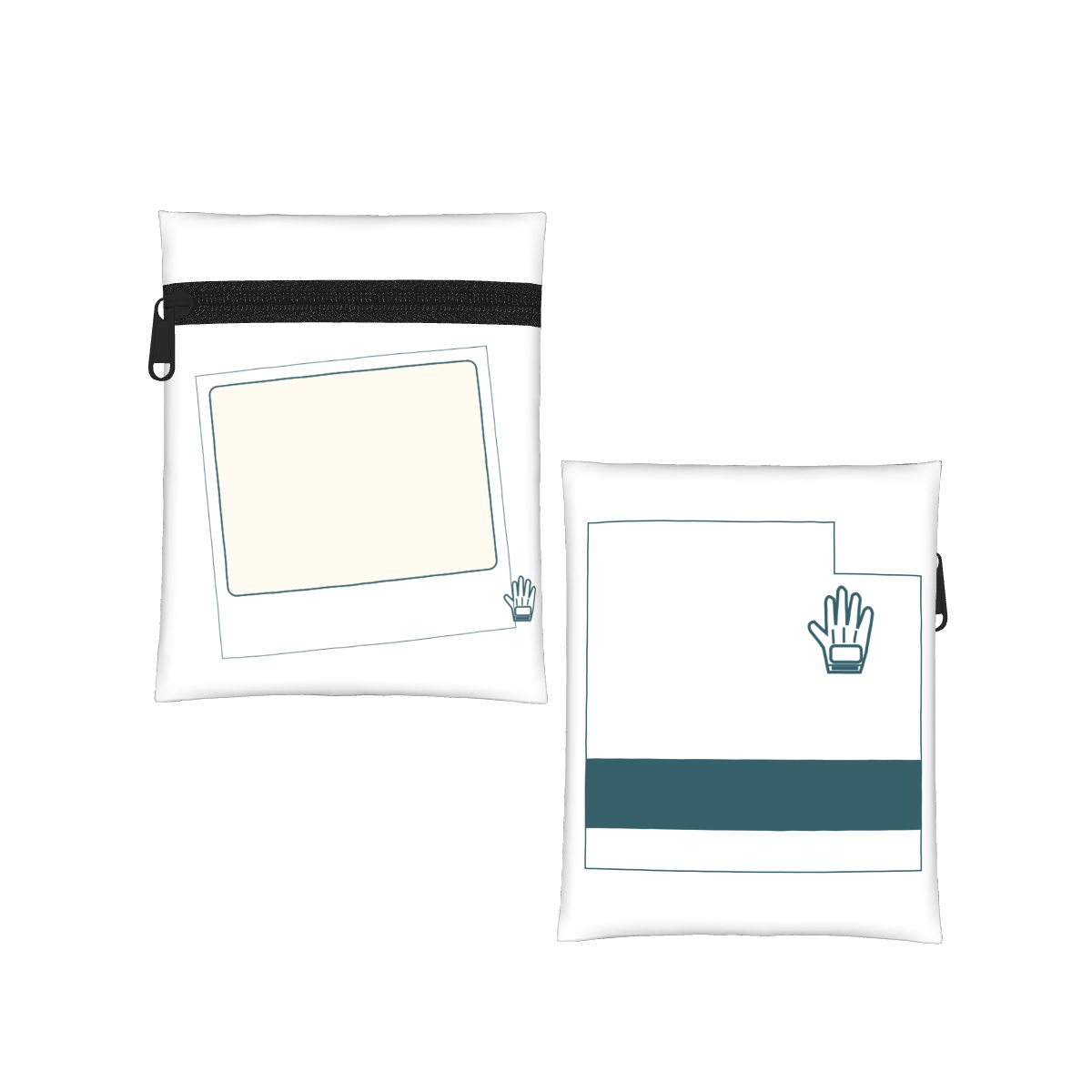 The Snapshot Round Personalized Golf Pouch — White, before personalization — front and back