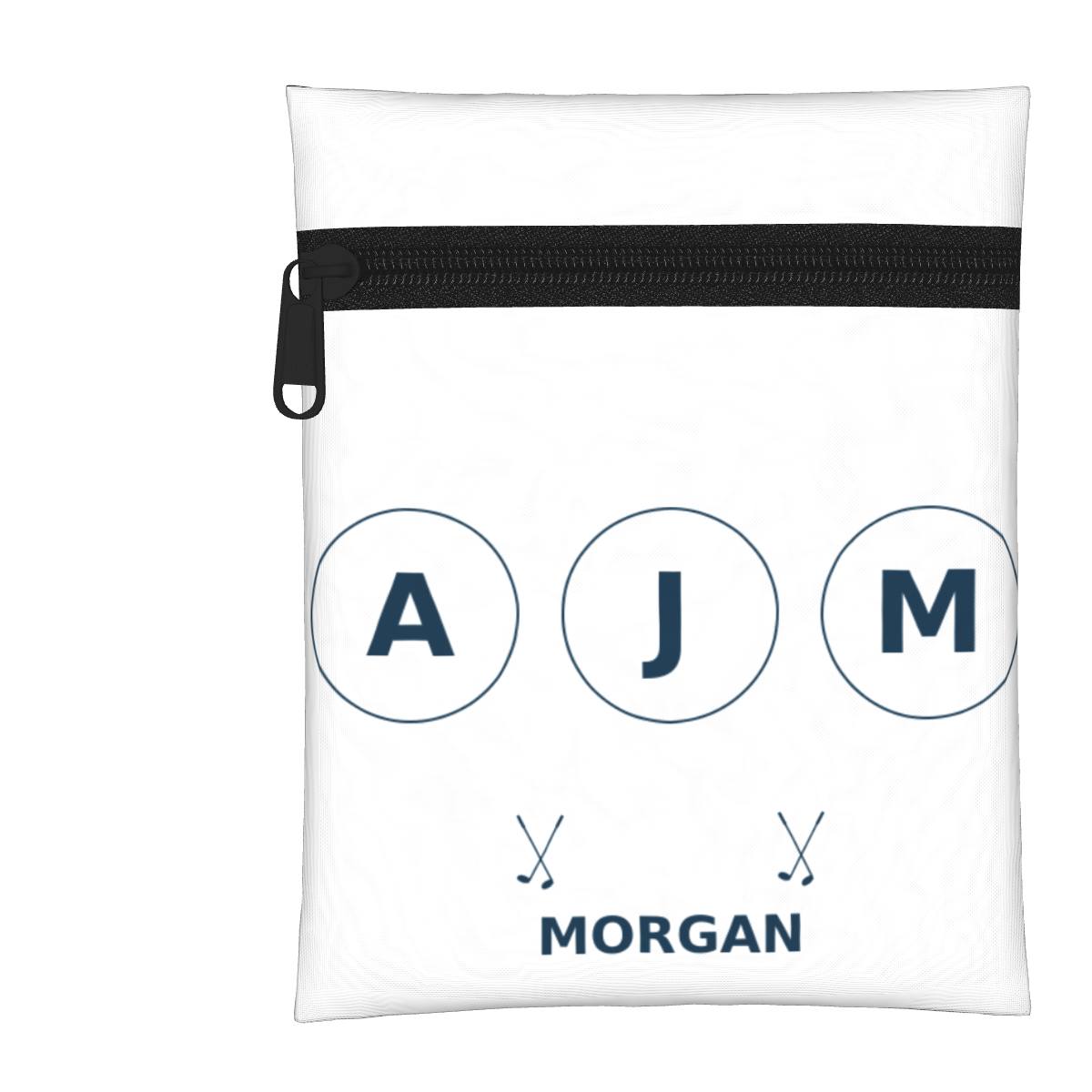 Three Letter Club Personalized Golf Pouch — White, personalized example