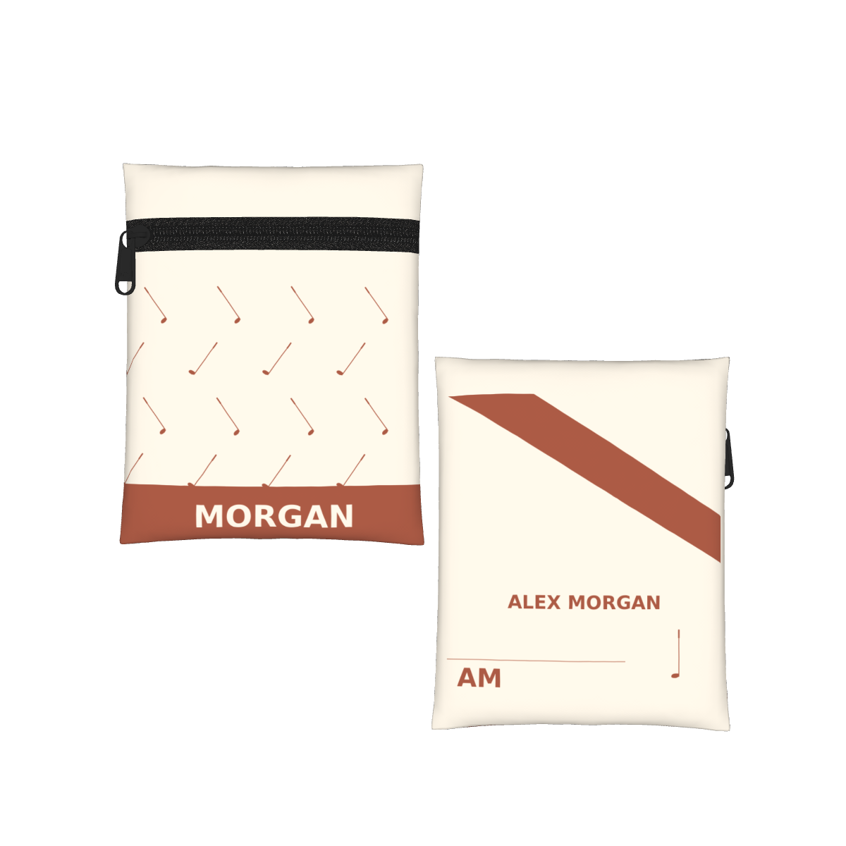 Terracotta Club Personalized Golf Pouch — White, personalized example — front and back