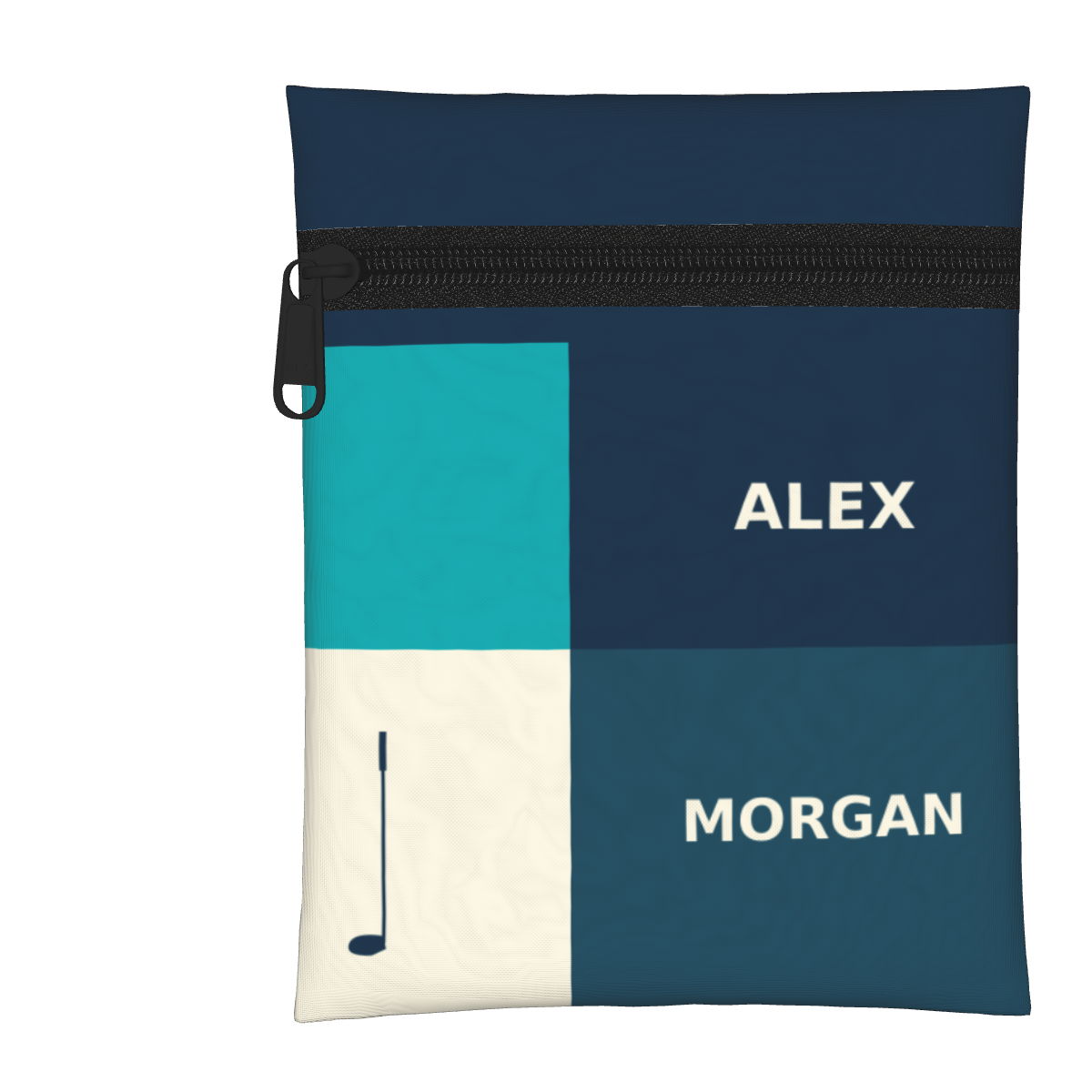 Color Block Club Personalized Golf Pouch — White, personalized example