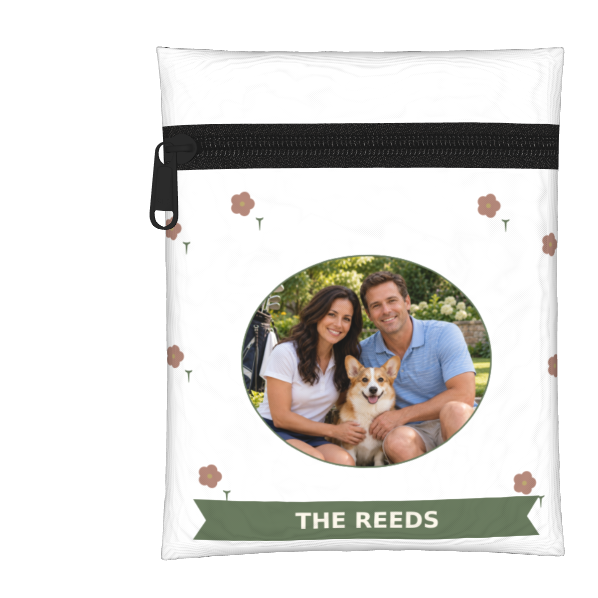 Our Little Family Personalized Golf Pouch — White, personalized example