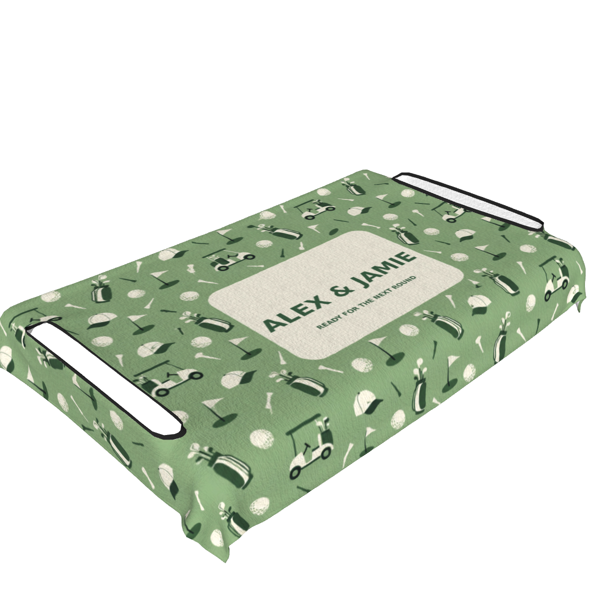 The Next Round Personalized Golf Cart Seat Cover — White, personalized example
