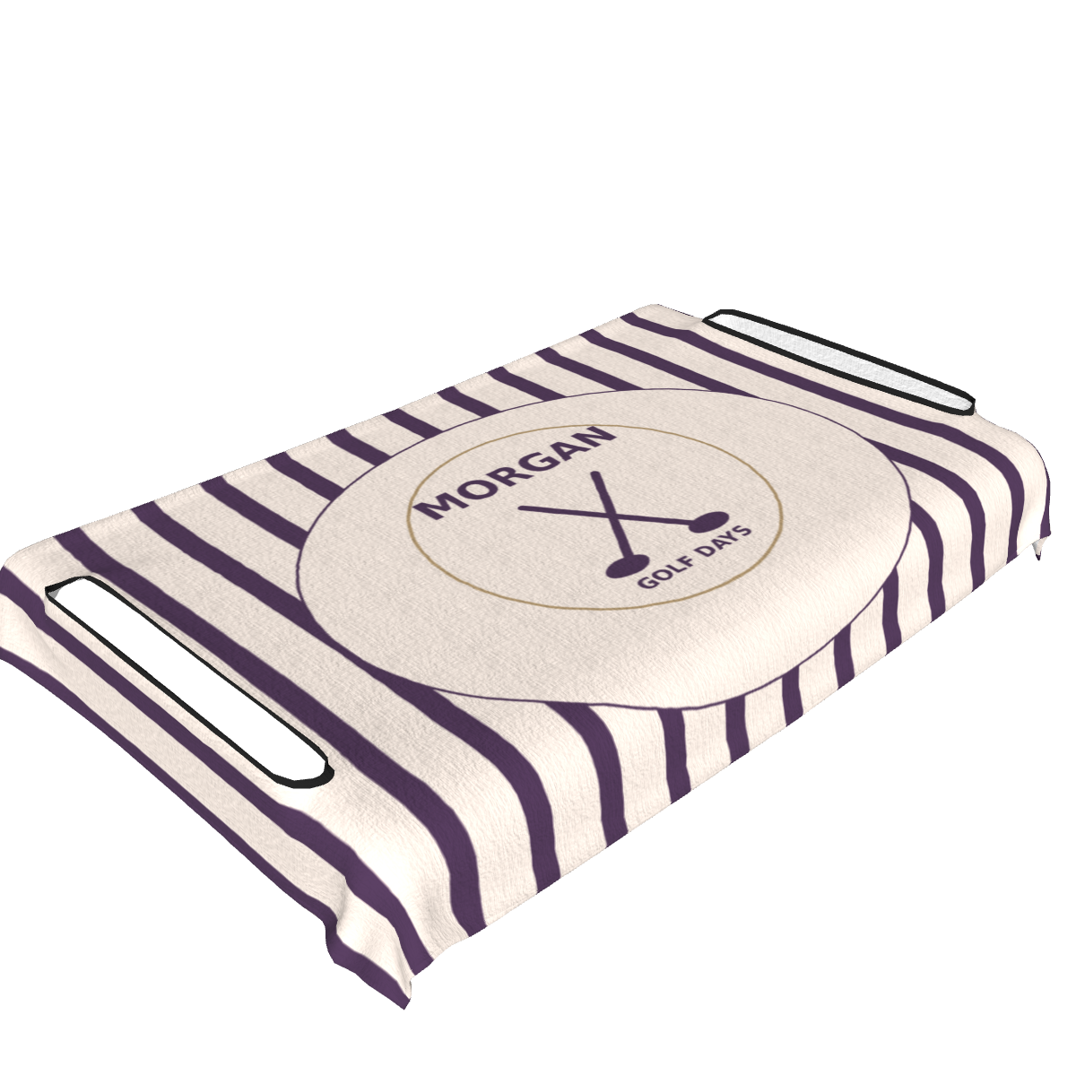 Club Stripe Personalized Golf Cart Seat Cover — White, personalized example