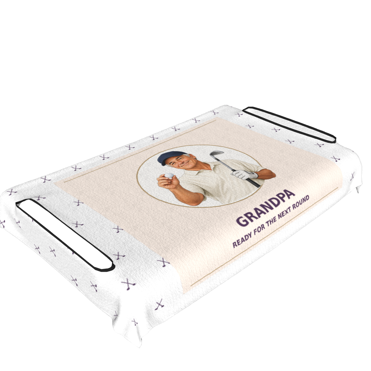 Grandpa’s Round Personalized Golf Cart Seat Cover — White, personalized example