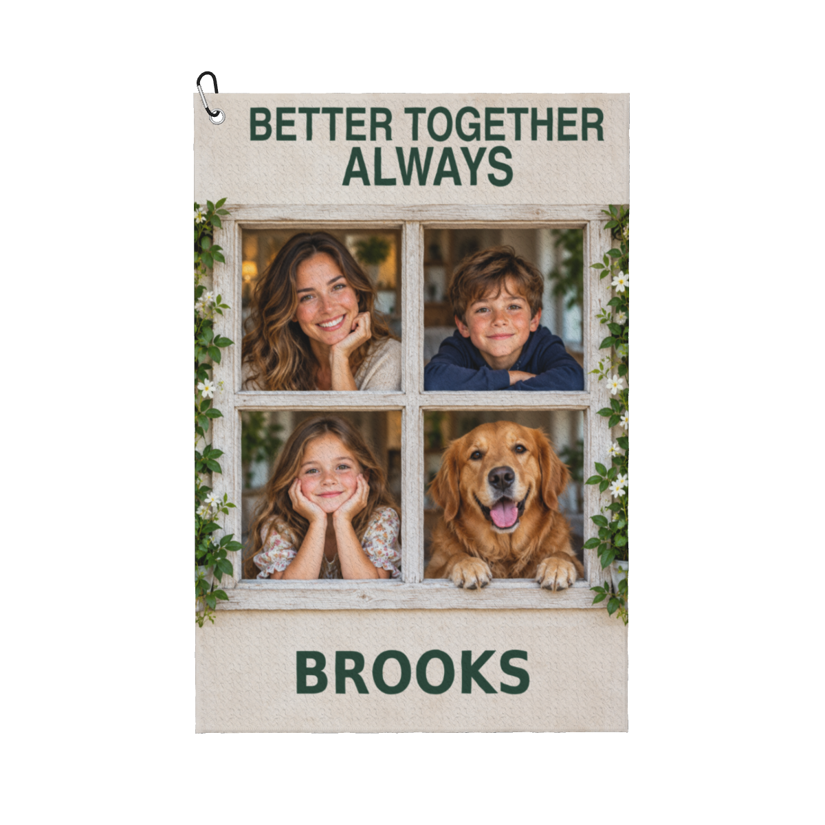 Better Together Always Personalized Golf Towel — White, personalized example