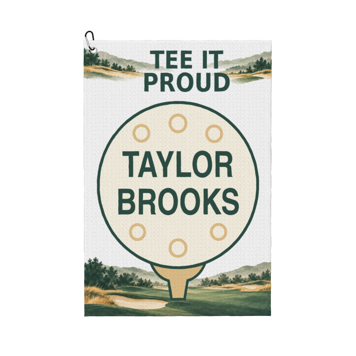 Tee It Proud Personalized Golf Towel — White, personalized example