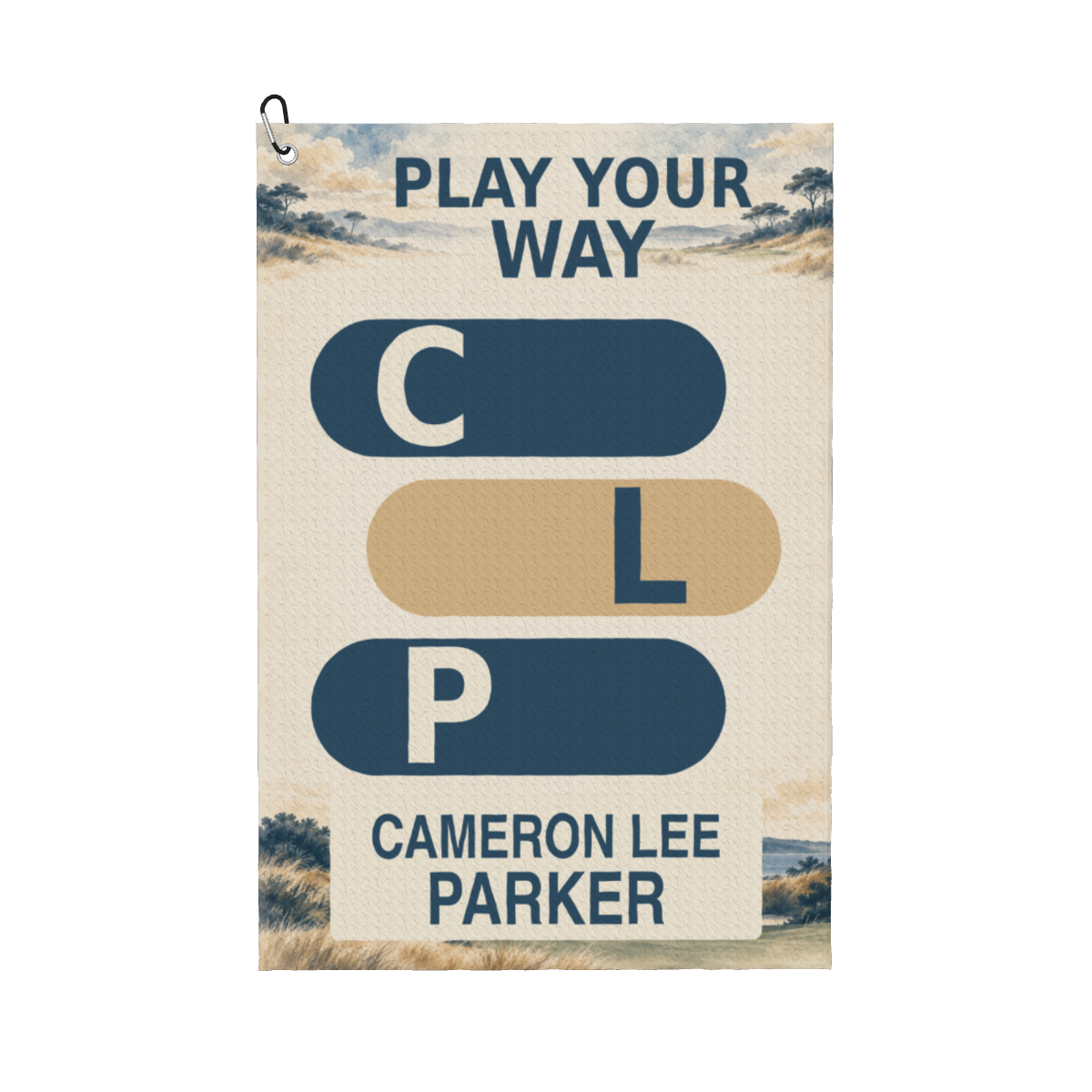 Play Your Way Personalized Golf Towel — White, personalized example