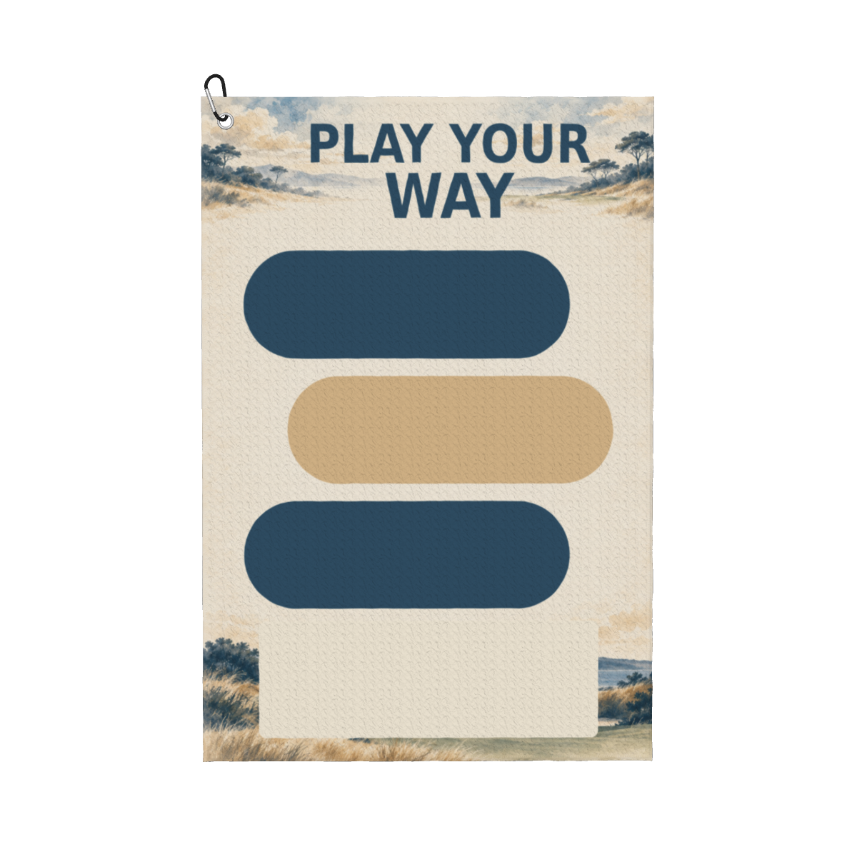 Play Your Way Personalized Golf Towel — White, before personalization