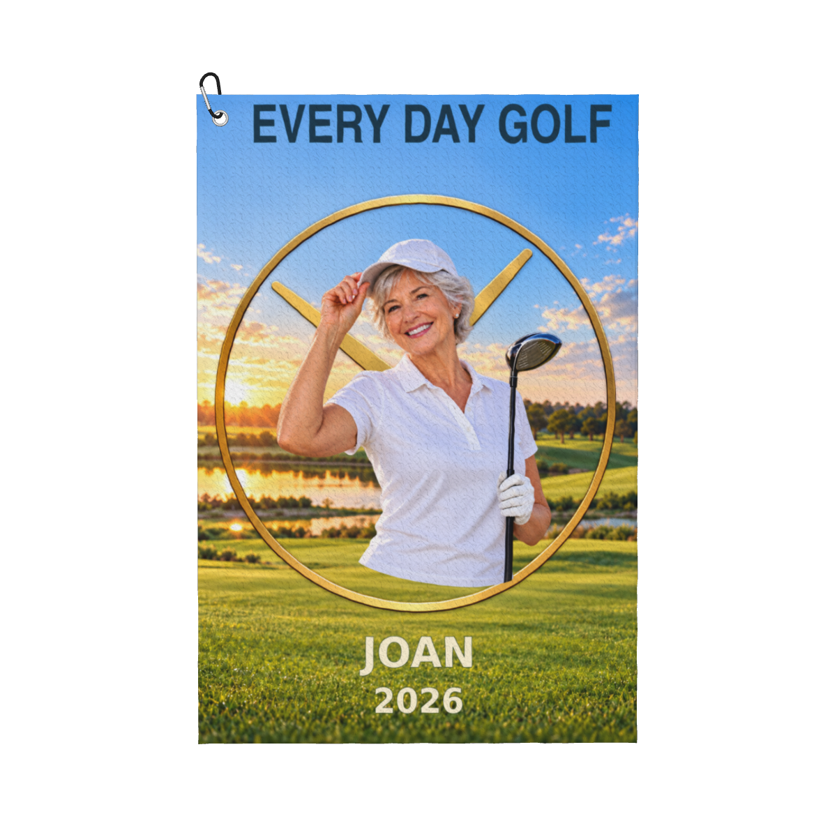 Every Day Golf Personalized Golf Towel — White, personalized example