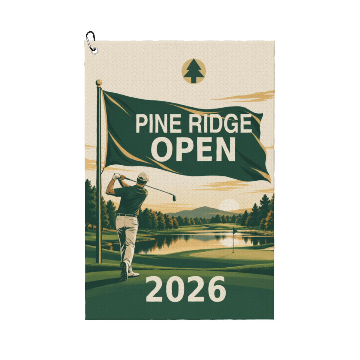 Club Day Open Personalized Golf Towel — White, personalized example