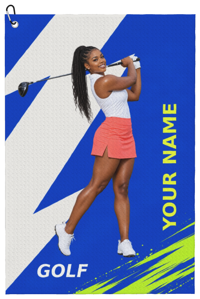 Electric Swing Custom Golf Towel — finished personalized example