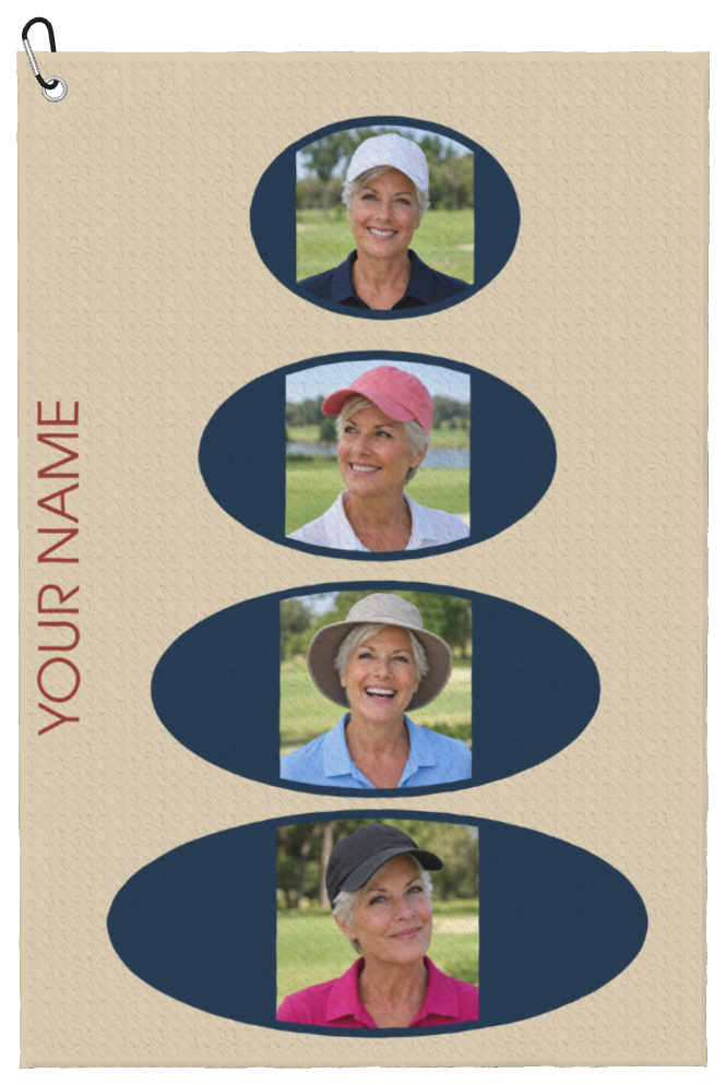 Four of a Kind Custom Golf Towel — finished personalized example