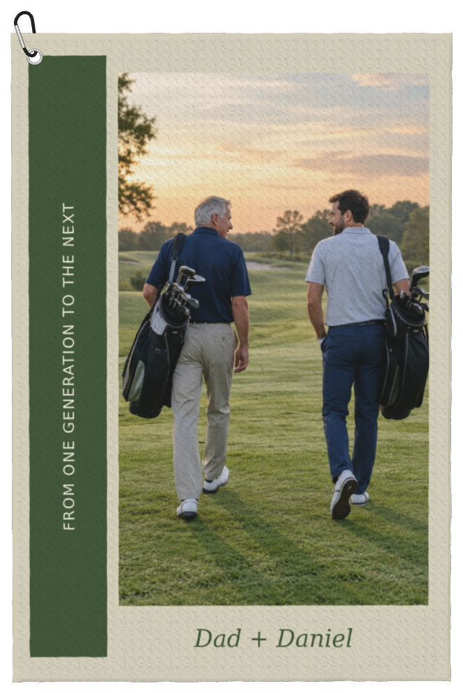 Generations on the Green Custom Golf Towel — finished personalized example