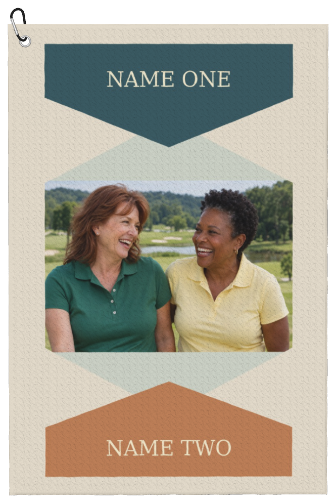 Hexagon Duo Custom Golf Towel — finished personalized example