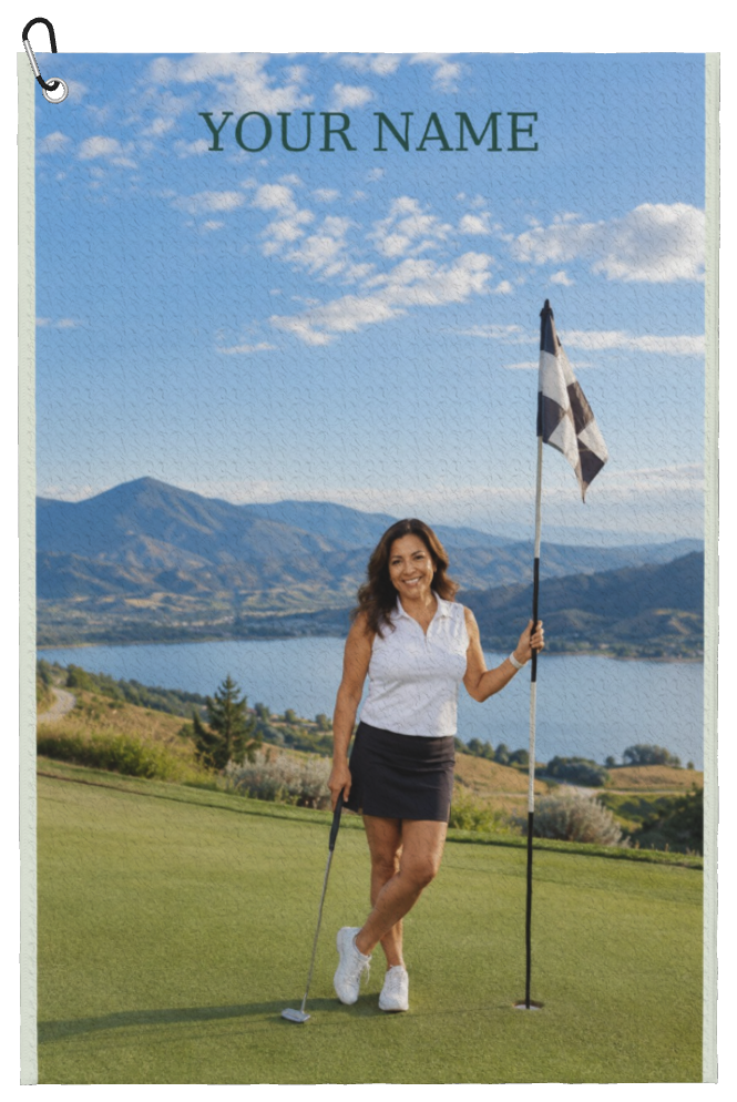 Mountain Fairway Custom Golf Towel — finished personalized example